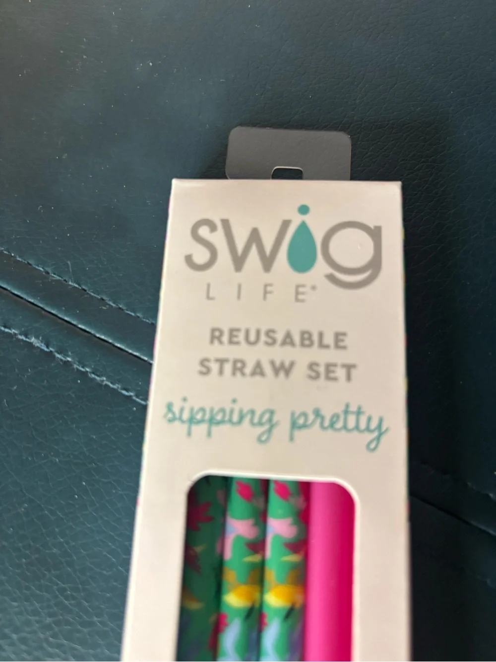 Swig Life Paradise Reusable Straw Set - Green & Pink